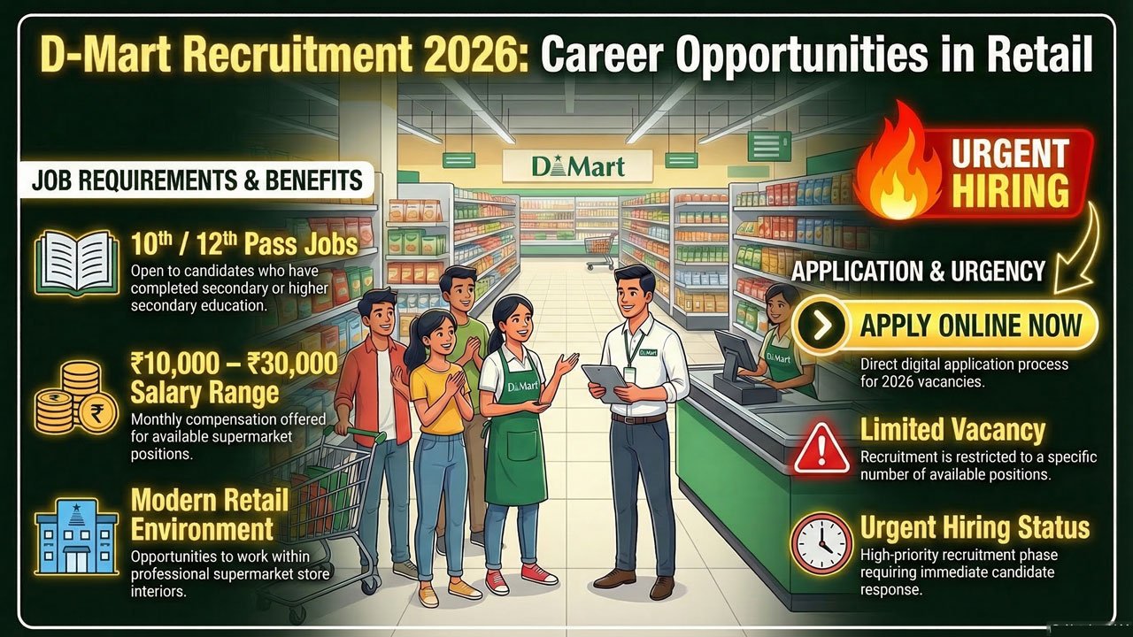 D-Mart Recruitment 2026, D-Mart Recruitment 2026 job vacancy apply online India